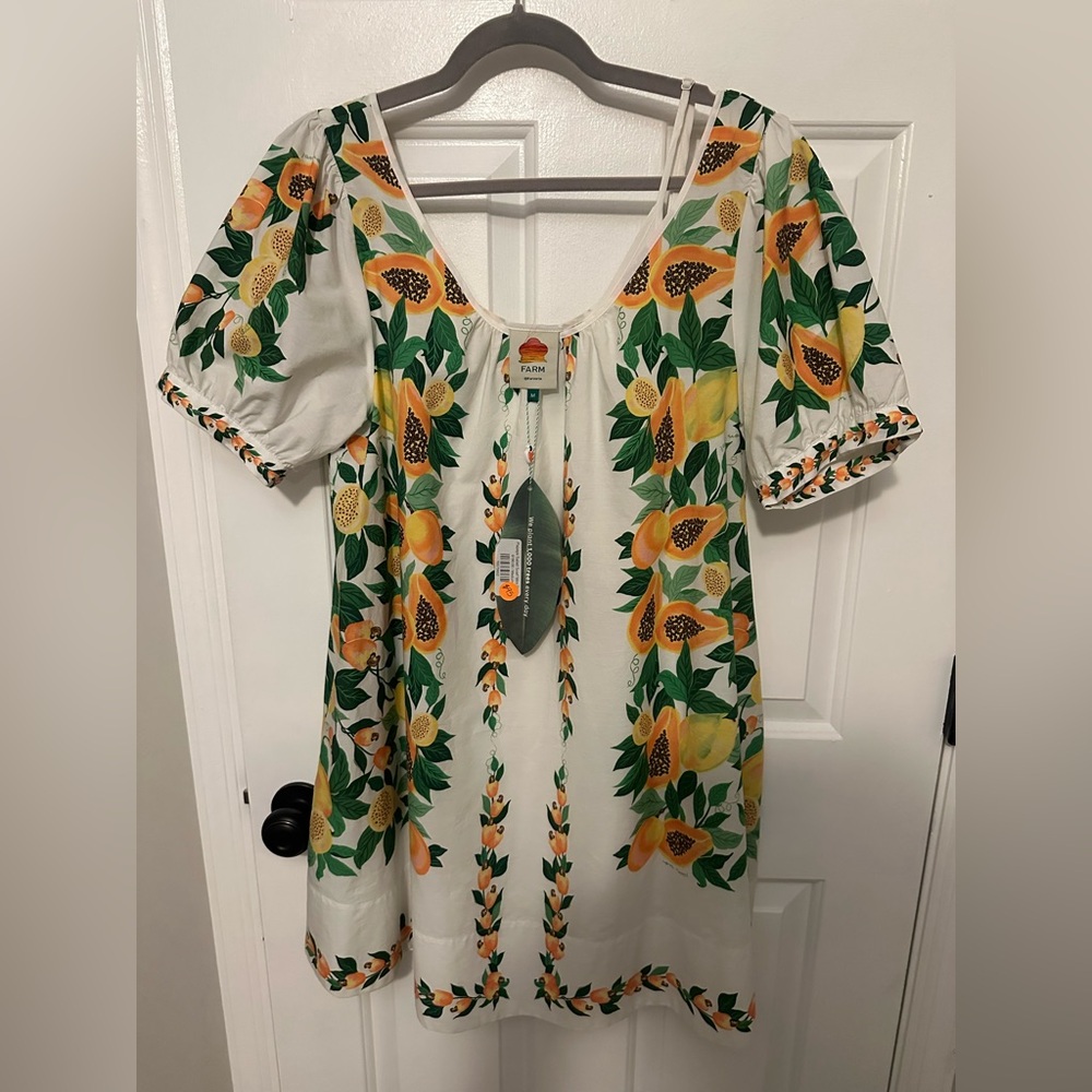 NWT FARM Rio papaya sundress with white slip dress - size M - Picture 3 of 6